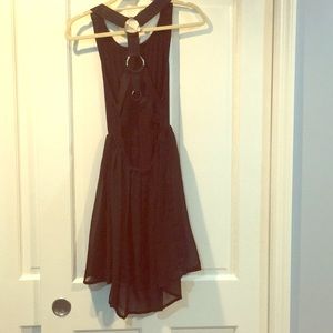LF black mini dress with open back circle detail